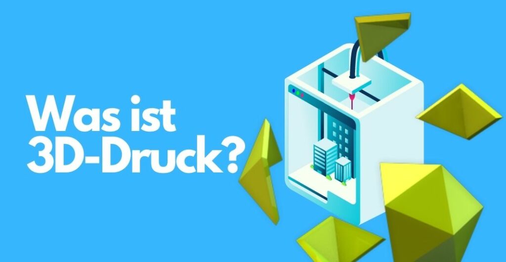 Was ist 3D-Druck? "Was ist 3D-Druck" Text mit illustrierten 3D-Drucker