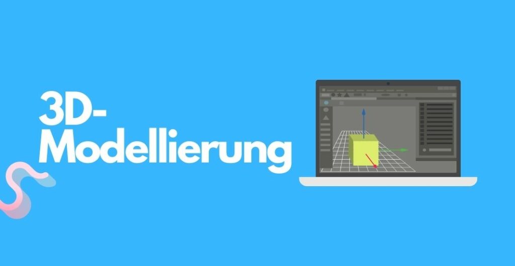 3D-Modellierung - Der wichtigste Schritt beim 3D-Druck "3D-Modellierung" Schriftzug+ illustrierter Lap Top